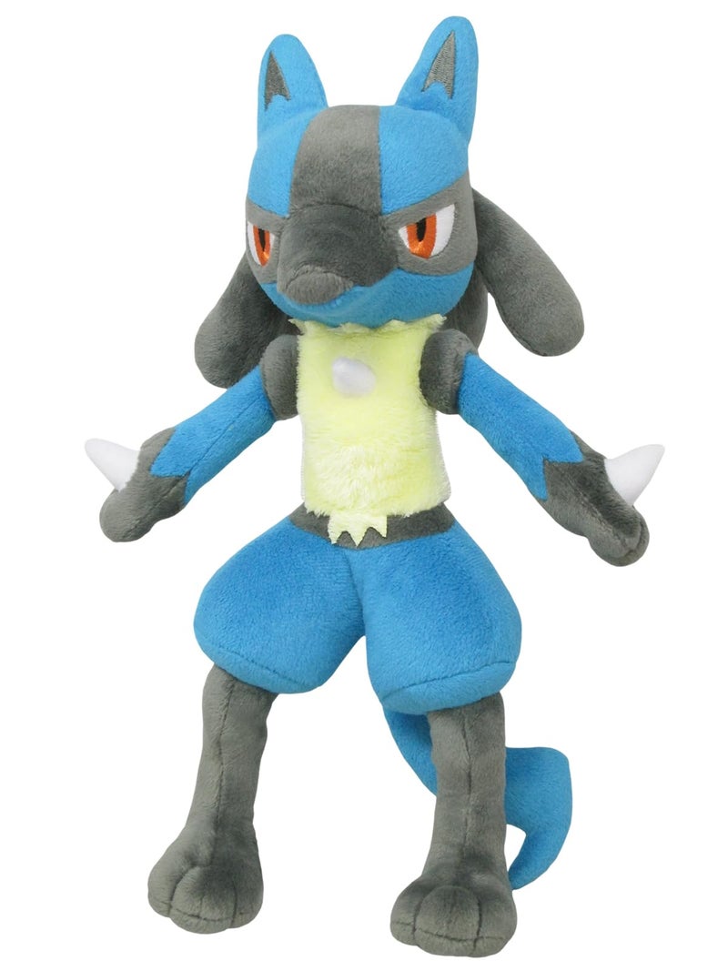 Sanei Pokemon All Star Series Lucario Stuffed Plush  12""  Black  Blue (PP12) - Image 1